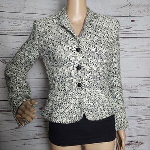 Kay Unger Tweed Wool Blend Blazer Jacket Size 6 Petite